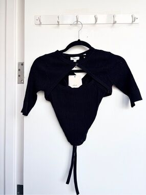 A.L.C. Black Ribbed Knit Tank with Matching Bolero